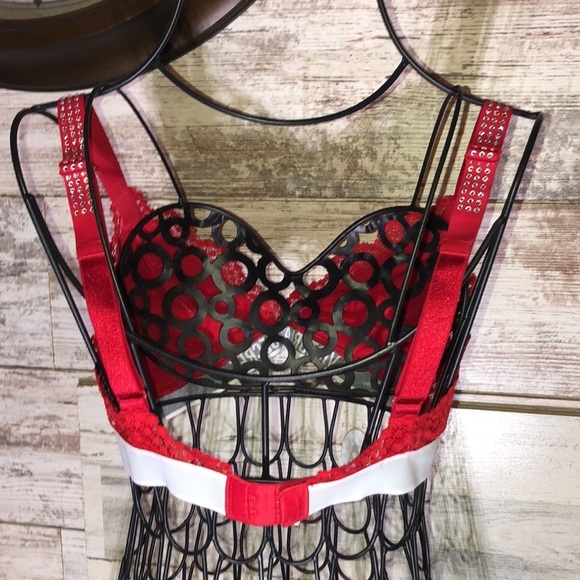 Victoria’s Secret Bra red lace bling bra lounger size small vs bra evening wear - Picture 8 of 8